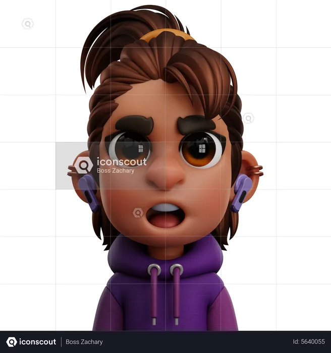 Purple Sweater Woman  3D Icon