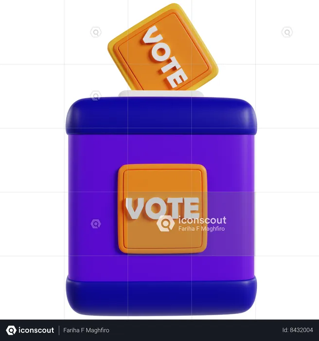 Purple Voting Ballot Box  3D Icon