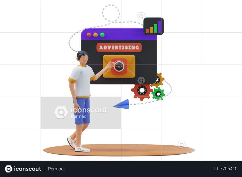 Push Advertising  3D Illustration