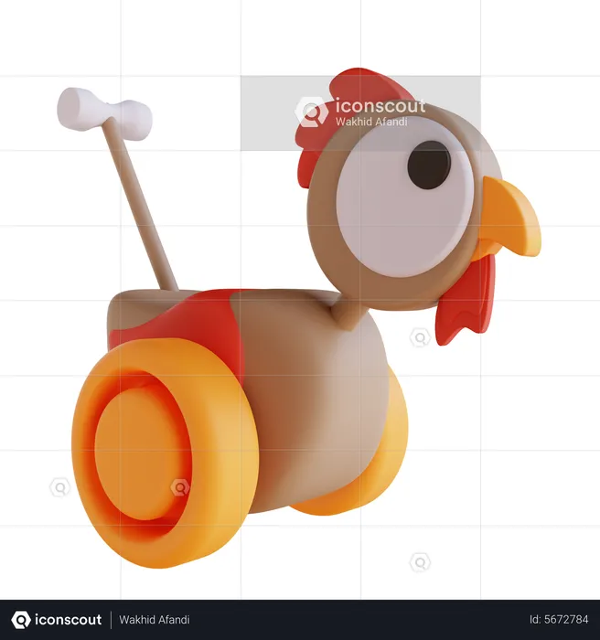 Push Chicken Toy  3D Icon