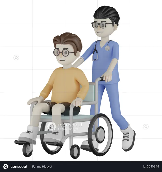 Push Wheelchair  3D Illustration