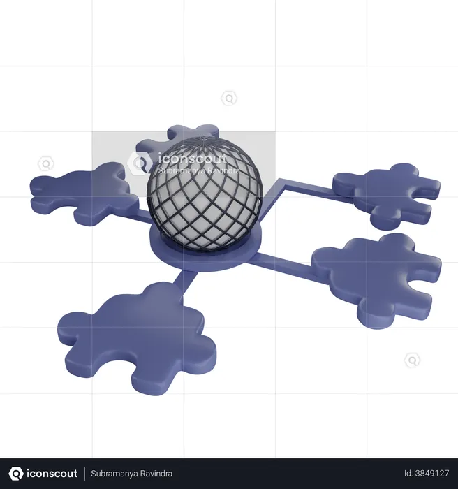 Puzzle network  3D Illustration