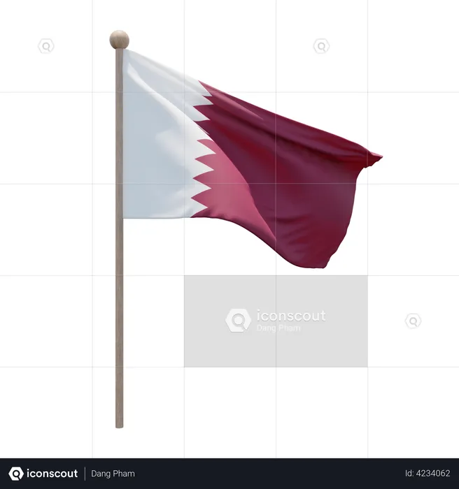 Qatar Flag Pole  3D Flag
