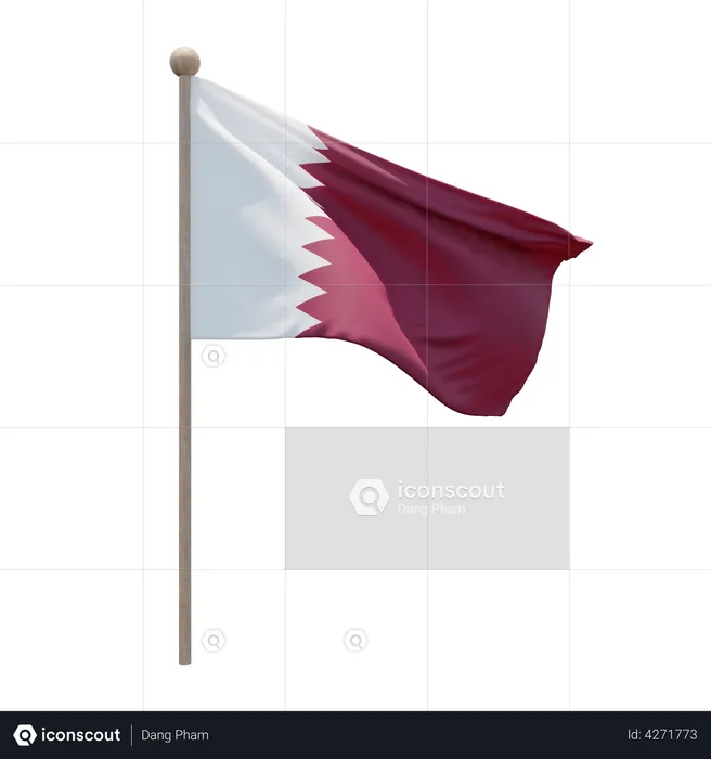 Qatar Flagpole Flag 3D Flag