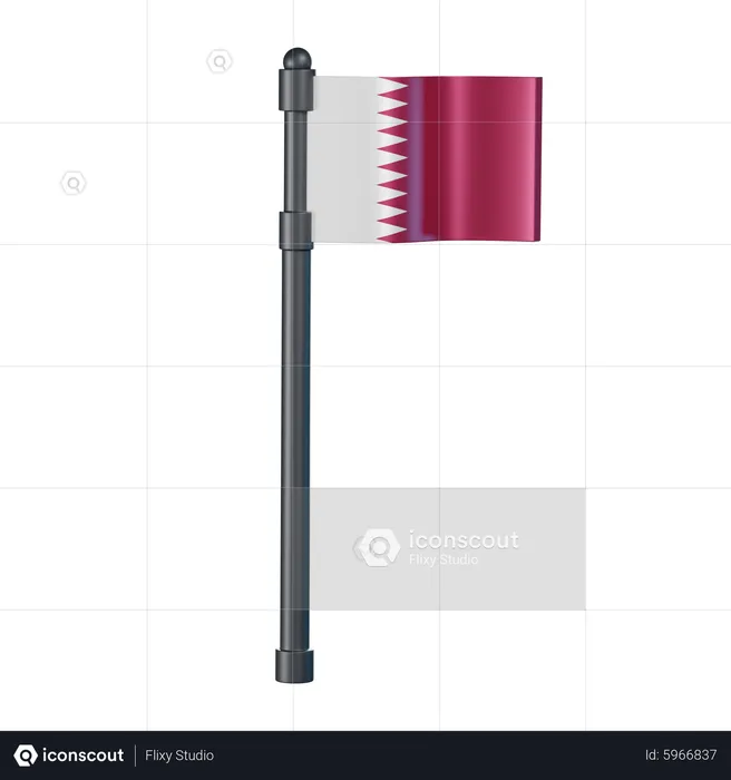 Qatar National Flag  3D Icon