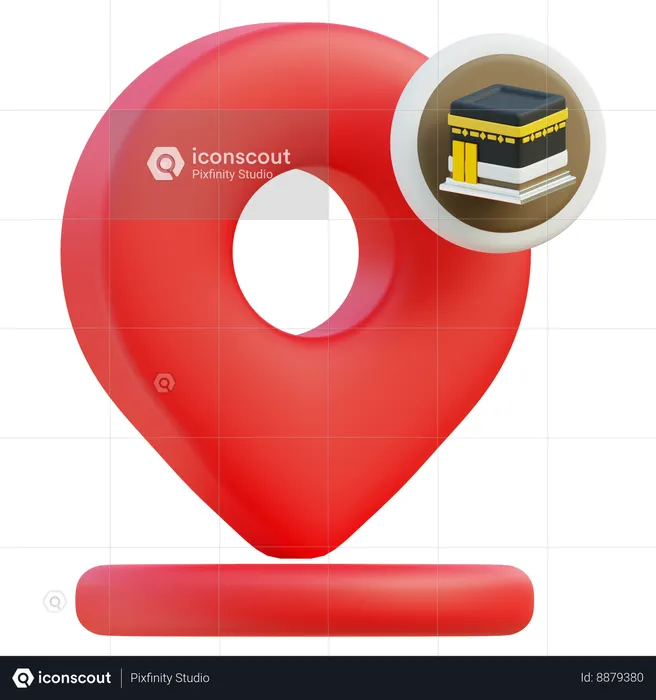 Qibla Location Marker  3D Icon