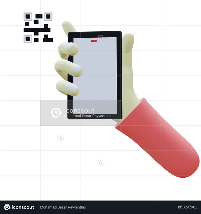 Gesto de dedos de código qr  3D Icon