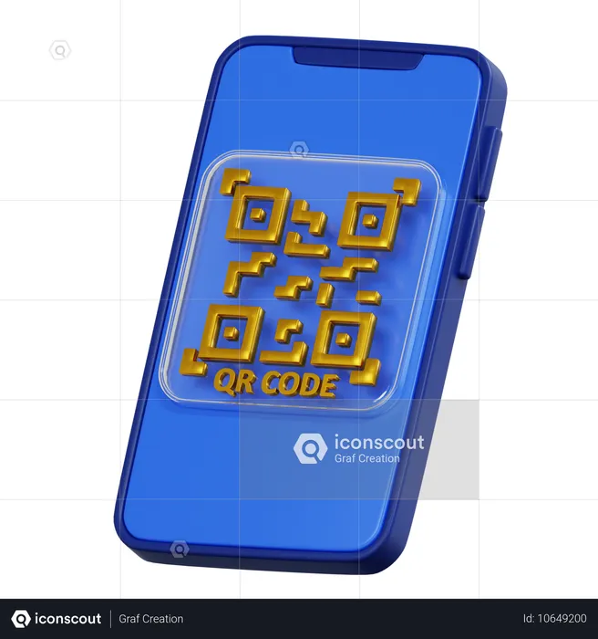 QR Code Icon for Cashless Payments in the Digital Economy  3D Icon