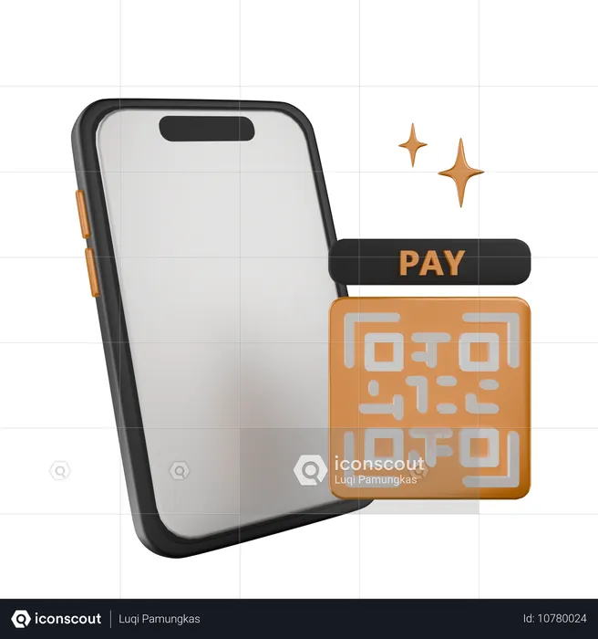 Payer avec un smartphone avec un code QR  3D Icon