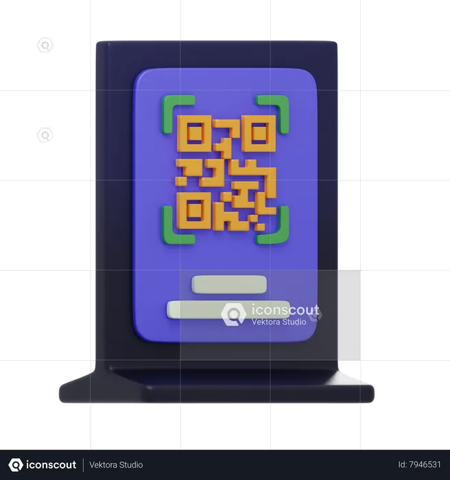 Qr Code Scan Stand  3D Icon