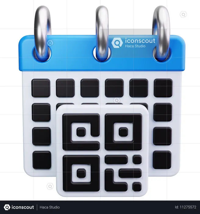QR Code with Calendar  3D Icon