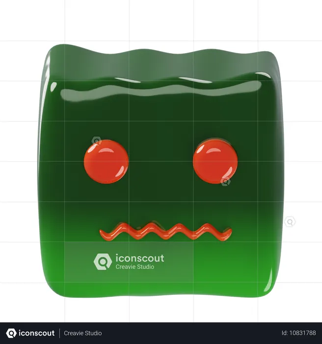 Quadratisches Gekritzel Emoji 3D Icon