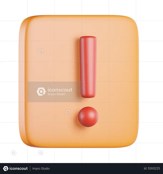 Quadratisches Zeichen Ausrufezeichen  3D Icon