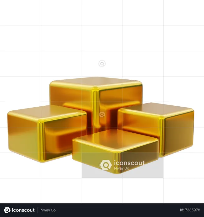 Quadratisches goldenes Podium-Display  3D Icon