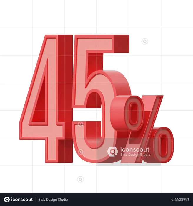 Quarenta e cinco por cento 45 por cento  3D Icon