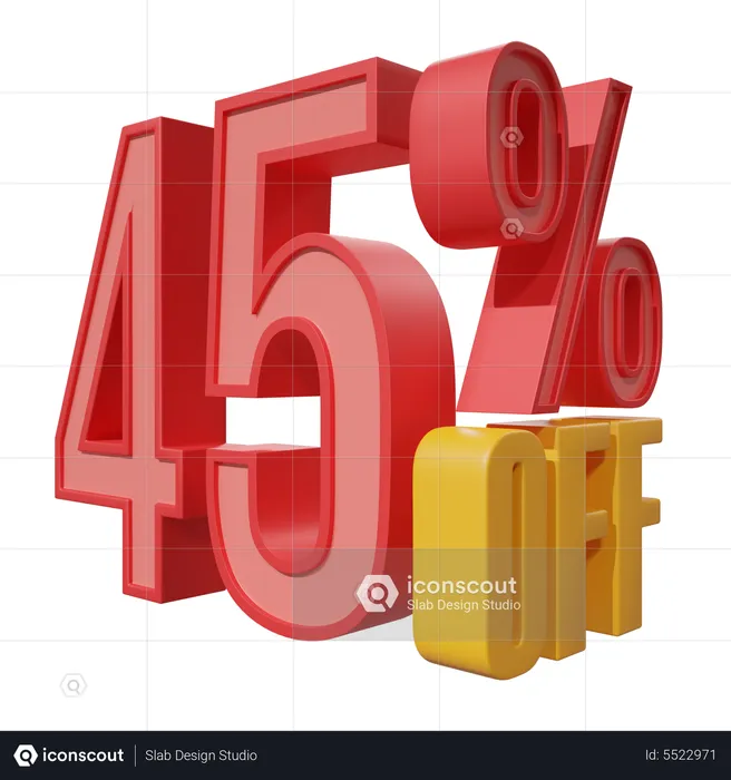 Quarenta e cinco por cento de desconto  3D Icon