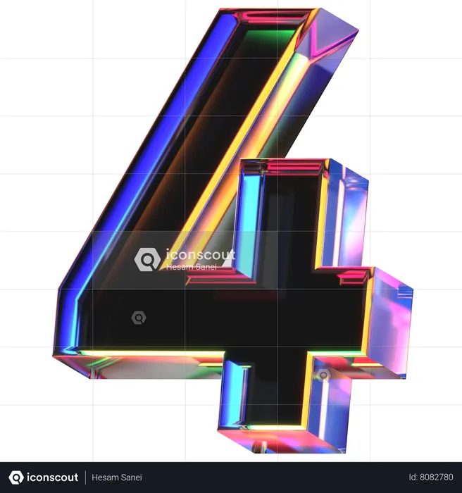 Número quatro  3D Icon