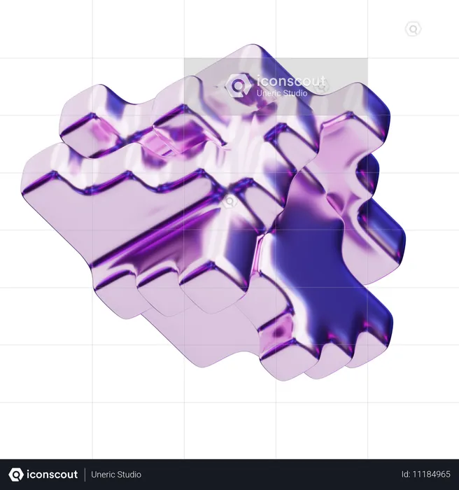 Quebra-cabeça fragmentado roxo abstrato cromático  3D Icon