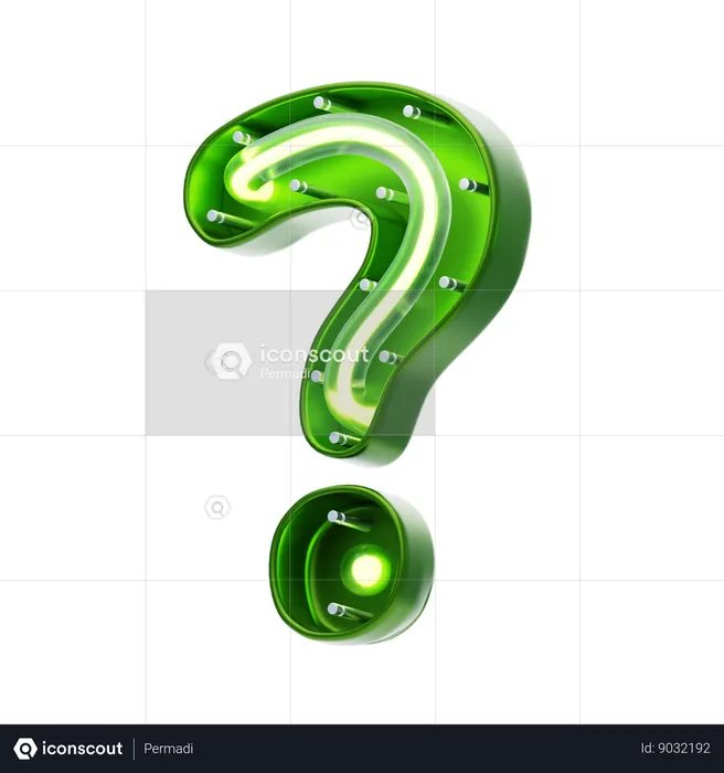 Question Mark Symbol Shape Neon Text  3D Icon
