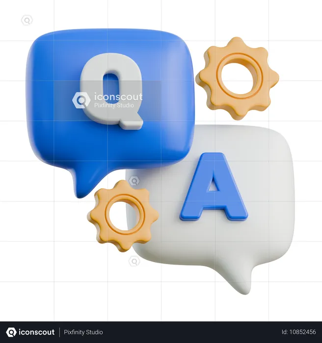 Questions and Answers Chat Bubbles with Gears  3D Icon