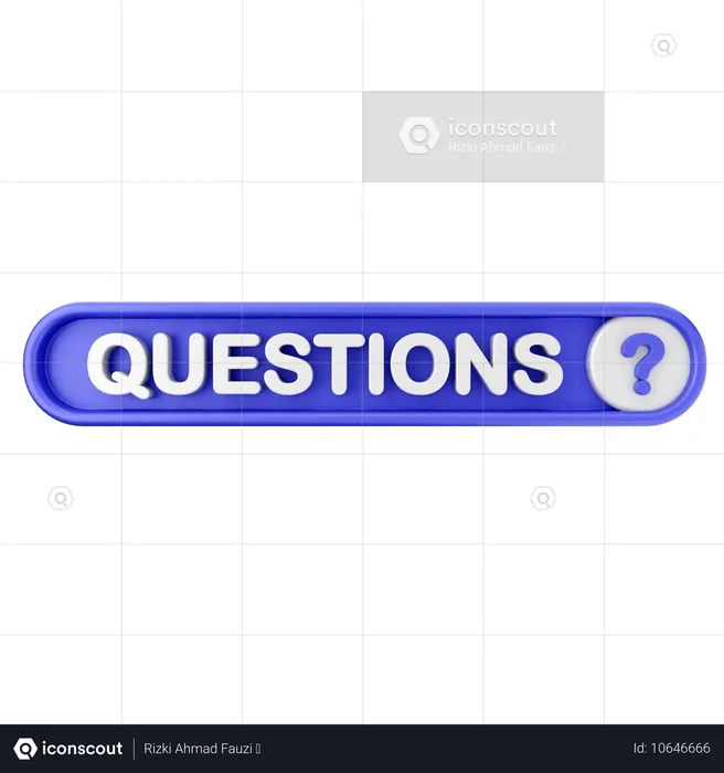 Questions Text Button  3D Icon