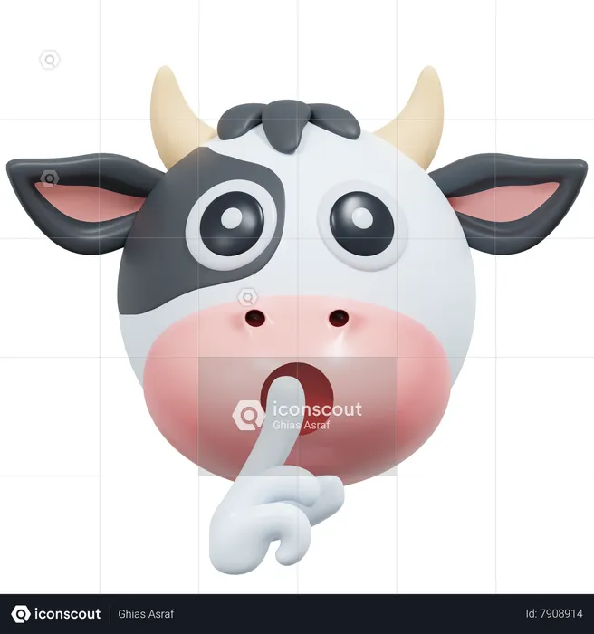 Quiet Cow Emoji 3D Icon