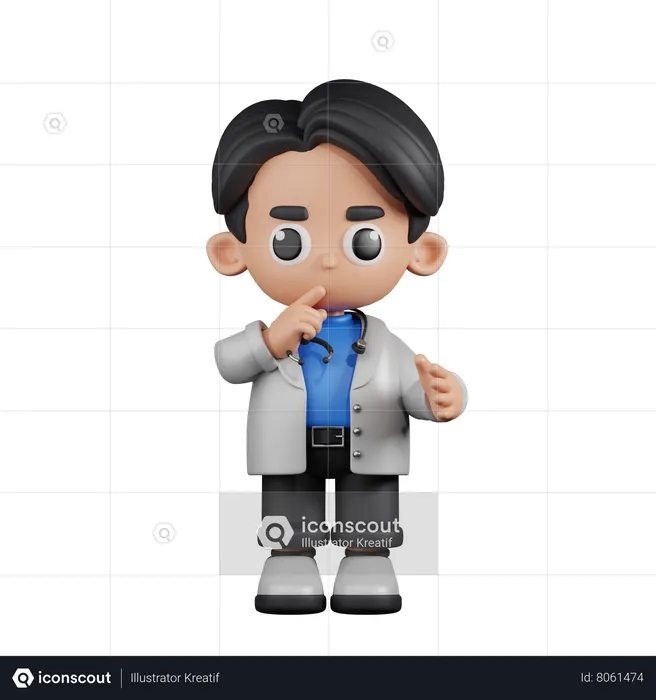 Quiet Doctor  3D Illustration