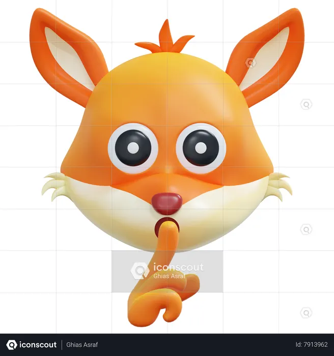 Quiet Fox Emoticon Emoji 3D Icon