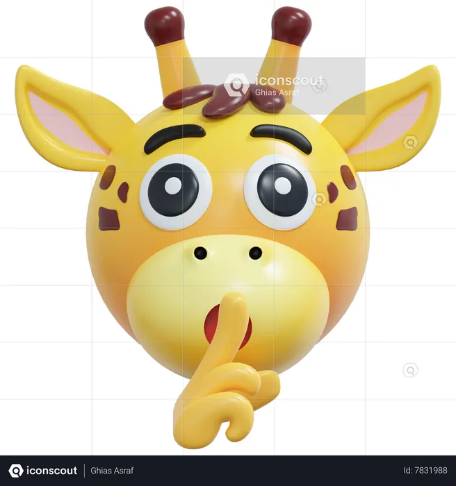 Quiet Giraffe Emoji 3D Icon