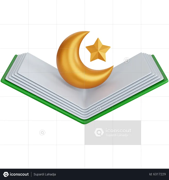 Quran With Moon  3D Icon