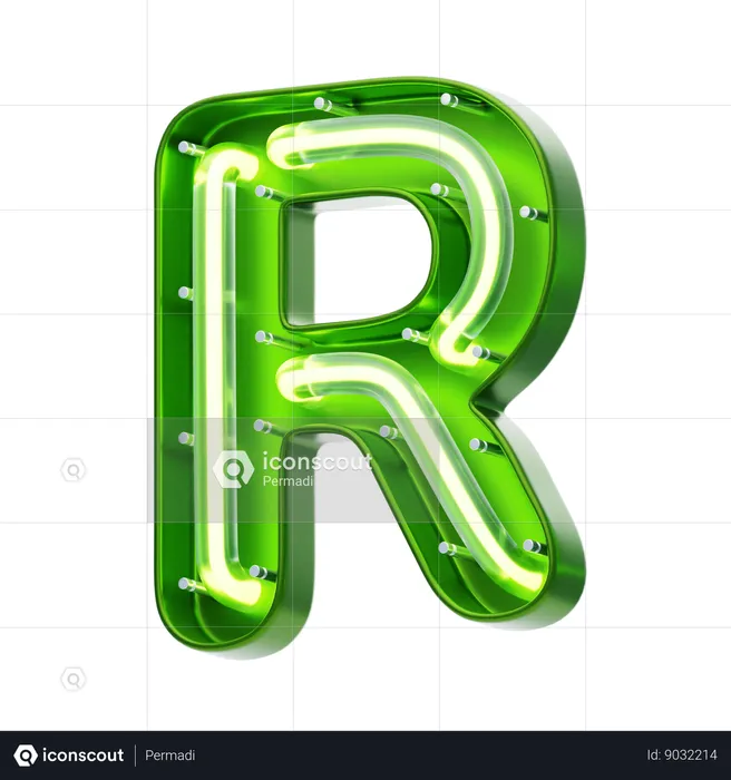 R Letter Shape Neon Text  3D Icon