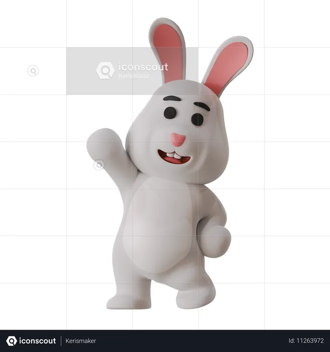 Rabbit Greeting Hello  3D Illustration