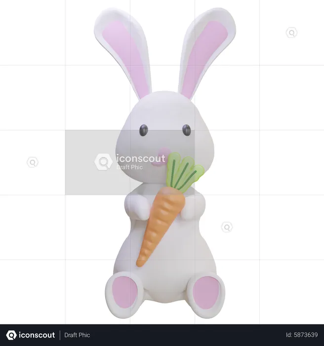 Rabbit Holding Carrot  3D Icon