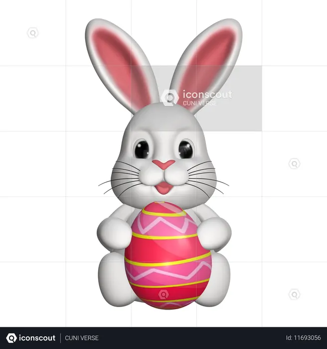 Rabbit Holding Egg  3D Icon
