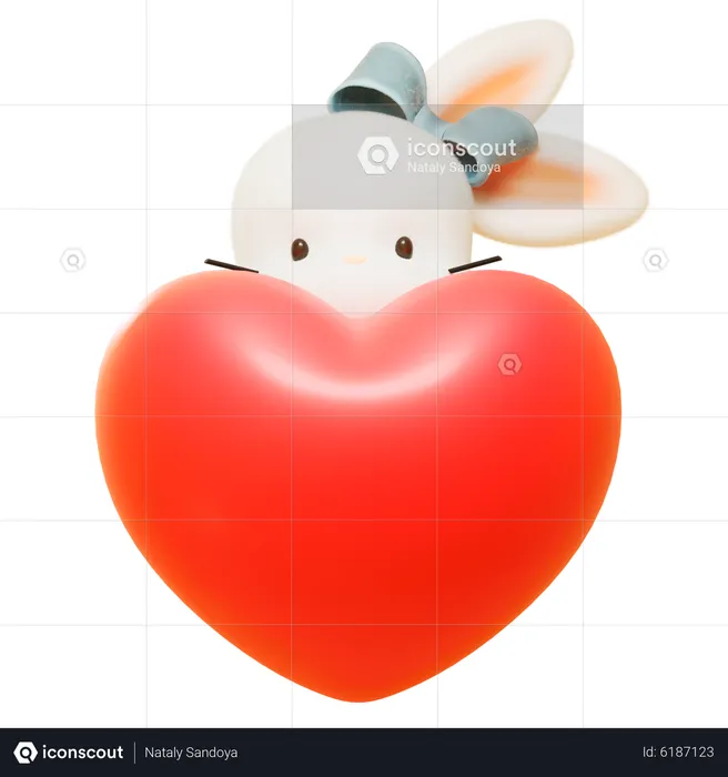 Rabbit in love  3D Icon