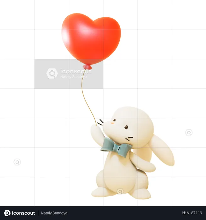 Rabbit in love  3D Icon