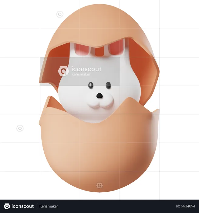 Rabbit In The Egg  3D Icon