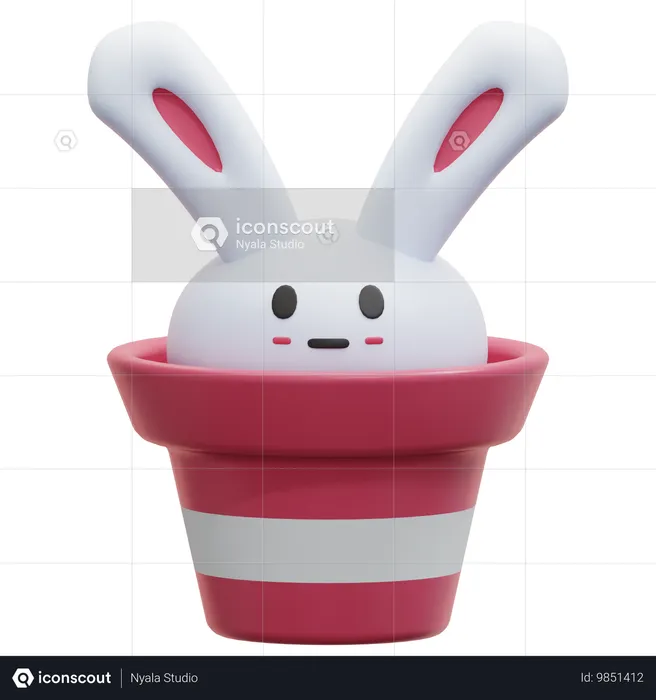 Rabbit On Pot  3D Icon