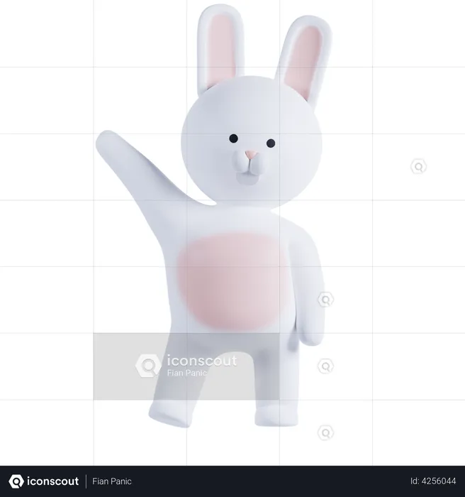 Rabbit Saying Hello  3D Illustration