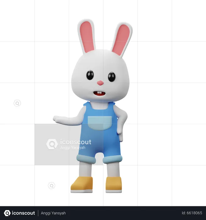 Rabbit Showing Left  3D Illustration