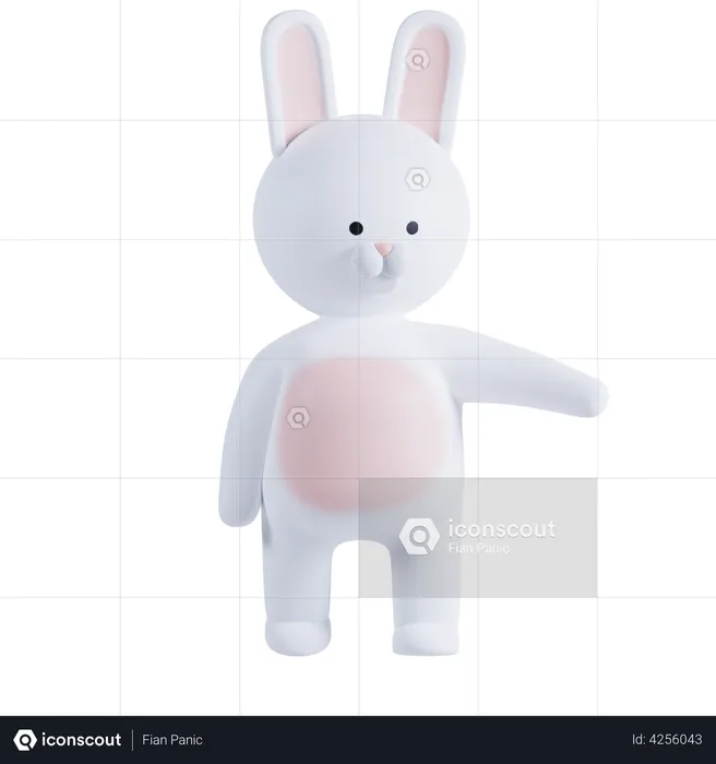 Rabbit Showing Shoething  3D Illustration