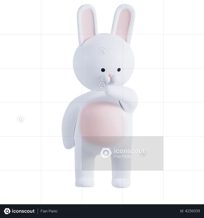 Rabbit Thinking Something  3D Illustration
