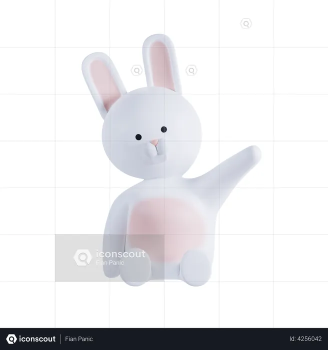 Rabbit Waving Hand  3D Illustration