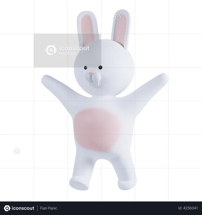 Rabbit Waving Hands  3D Illustration