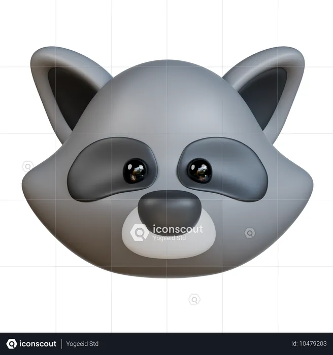 アライグマの頭  3D Icon