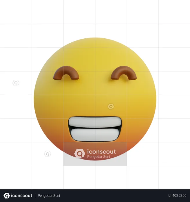Radiant Face with Closed Eyes Emoji 3D Illustration