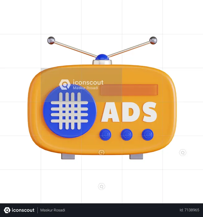 Radio Broadcast Advertisement  3D Icon