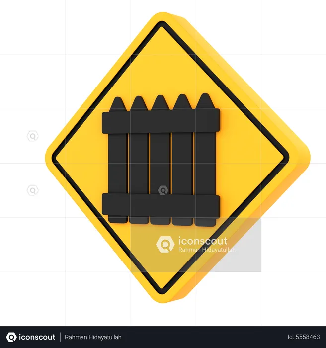 Railroad crossing ahead with barriers  3D Icon