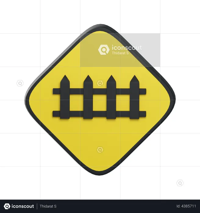 Railway crossing with automatic gates  3D Illustration