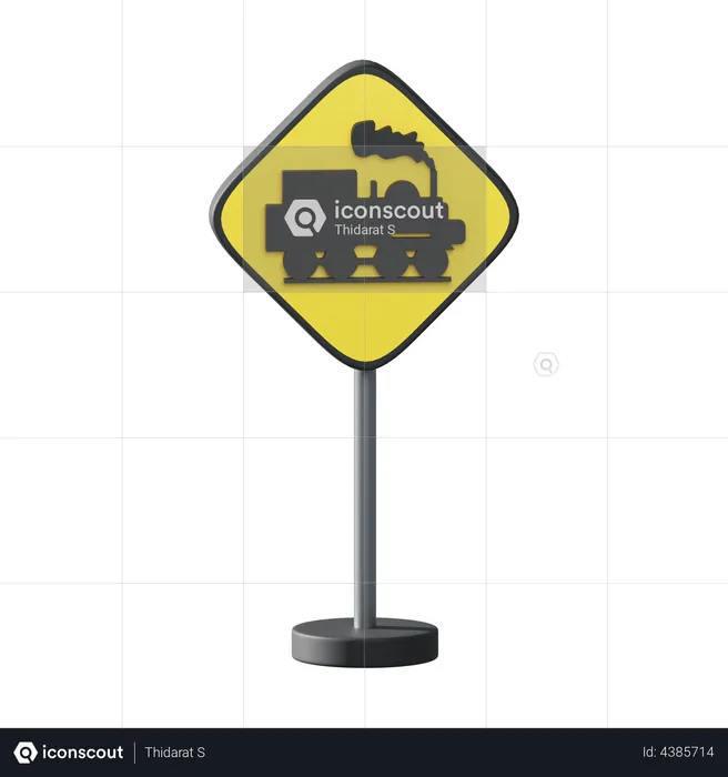Railway crossing without gates  3D Illustration